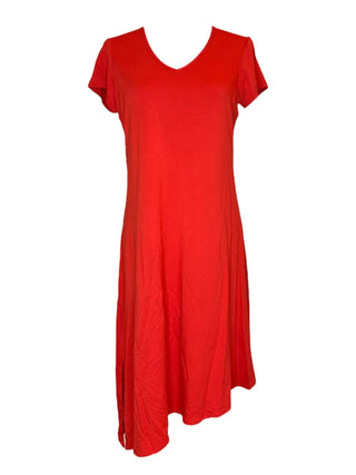 Asymmetrical Short Sleeve V-Neck Bamboo Dress - Lala Love Moda