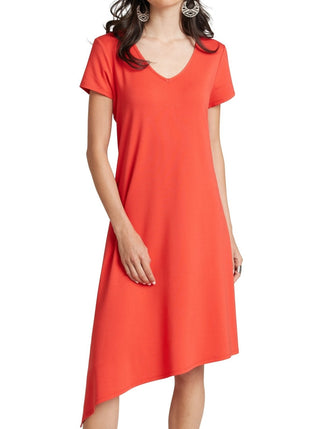 Compli K Women's Asymmetrical Short Sleeve V-Neck Bamboo Dress - Lala Love Moda