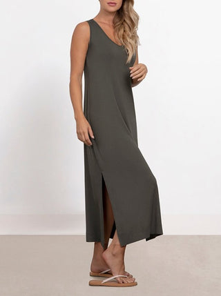 Sympli Clothing Bamboo Reversible Slit Tank Maxi Dress - Lala Love Moda