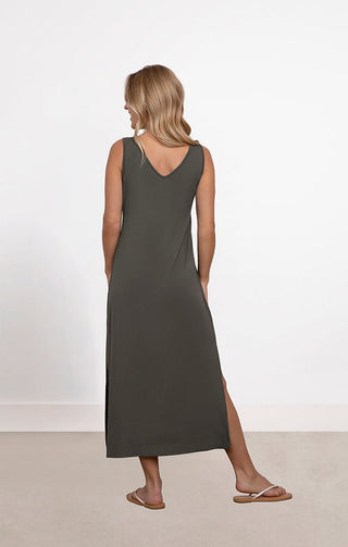 Bamboo Reversible Slit Tank Maxi Dress - Lala Love Moda