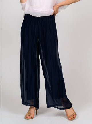 Bella Amore Women's Navy Silk Pants