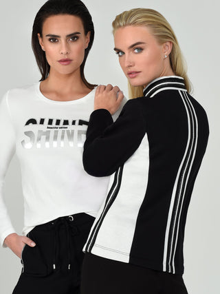 I'CONA Women's Black and White Zip Up Jacket