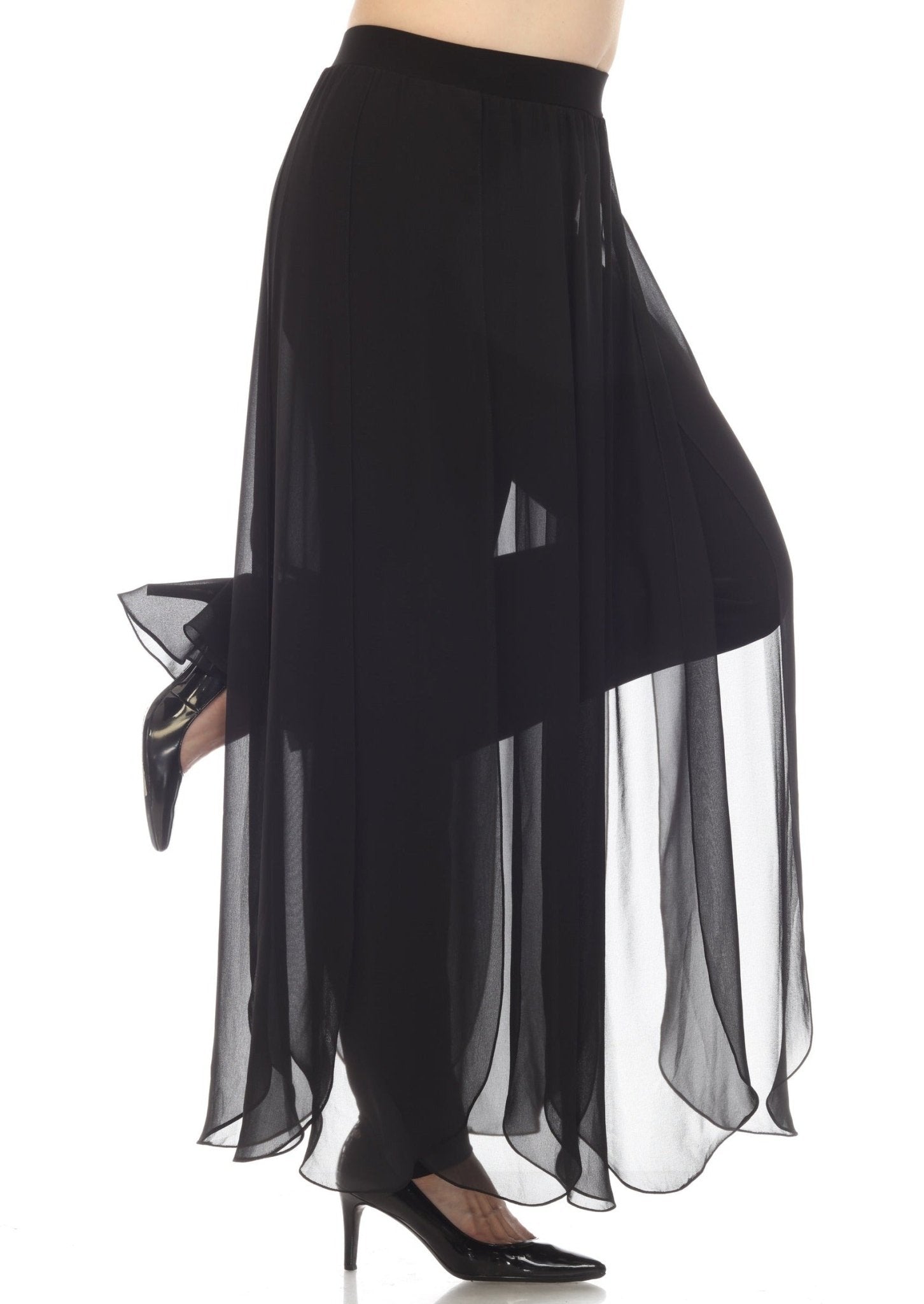 AZI New York Jean Clothing Black Chiffon Pants for Women L / Black