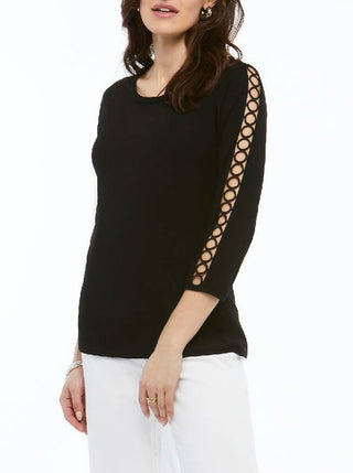 Black Cutout Sleeve Top - Lala Love Moda