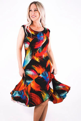 Black-Multicolor Color Print Dress - Lala Love Moda