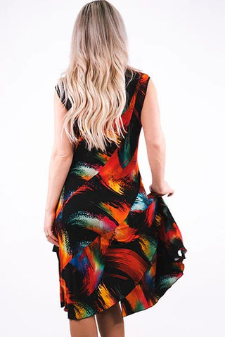 Black-Multicolor Color Print Dress - Lala Love Moda