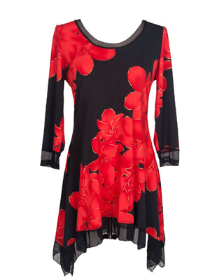 Black Red Floral Tunic - Lala Love Moda