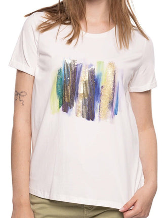 Blue Brush Stroke Sequin Graphic T-Shirt - Lala Love Moda