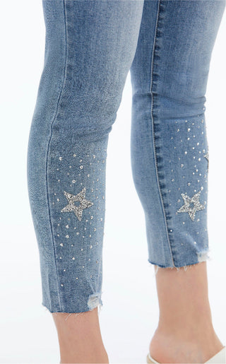 Capri Jeans with Star Embellishments - Lala Love Moda