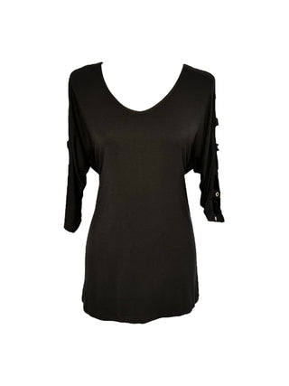 Women's Cut Out Sleeve Top in Black - Lala Love Moda Online Clothing Boutique