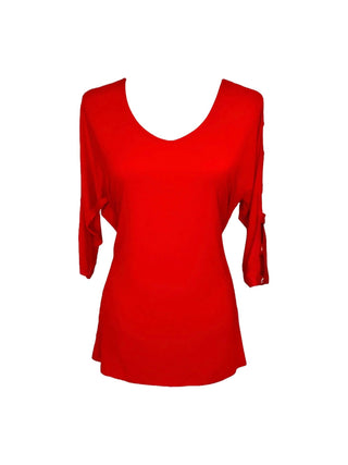 Women's Cut Out Sleeve Top in Red - Lala Love Moda Online Clothing Boutique