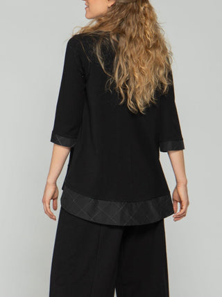 Hi-Low White Stitch Black Tunic - Lala Love Moda