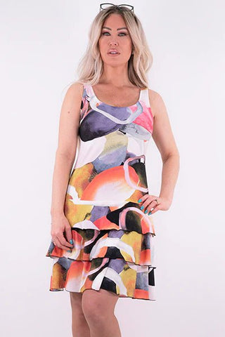 Ivory-Multi Print Sun Dress - Lala Love Moda