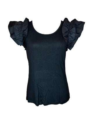 Layered Ruffle Sleeve Scoop Neck Top - Lala Love Moda