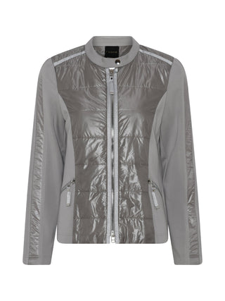 I'CONA Metallic Silver Zip-Up Quilted Jacket - Lala Love Moda