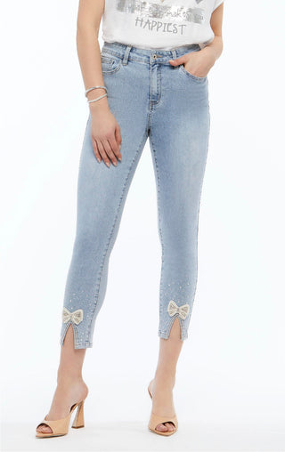 Pearl Bow Capri Jeans - Lala Love Moda