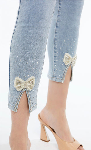 Pearl Bow Capri Jeans - Lala Love Moda