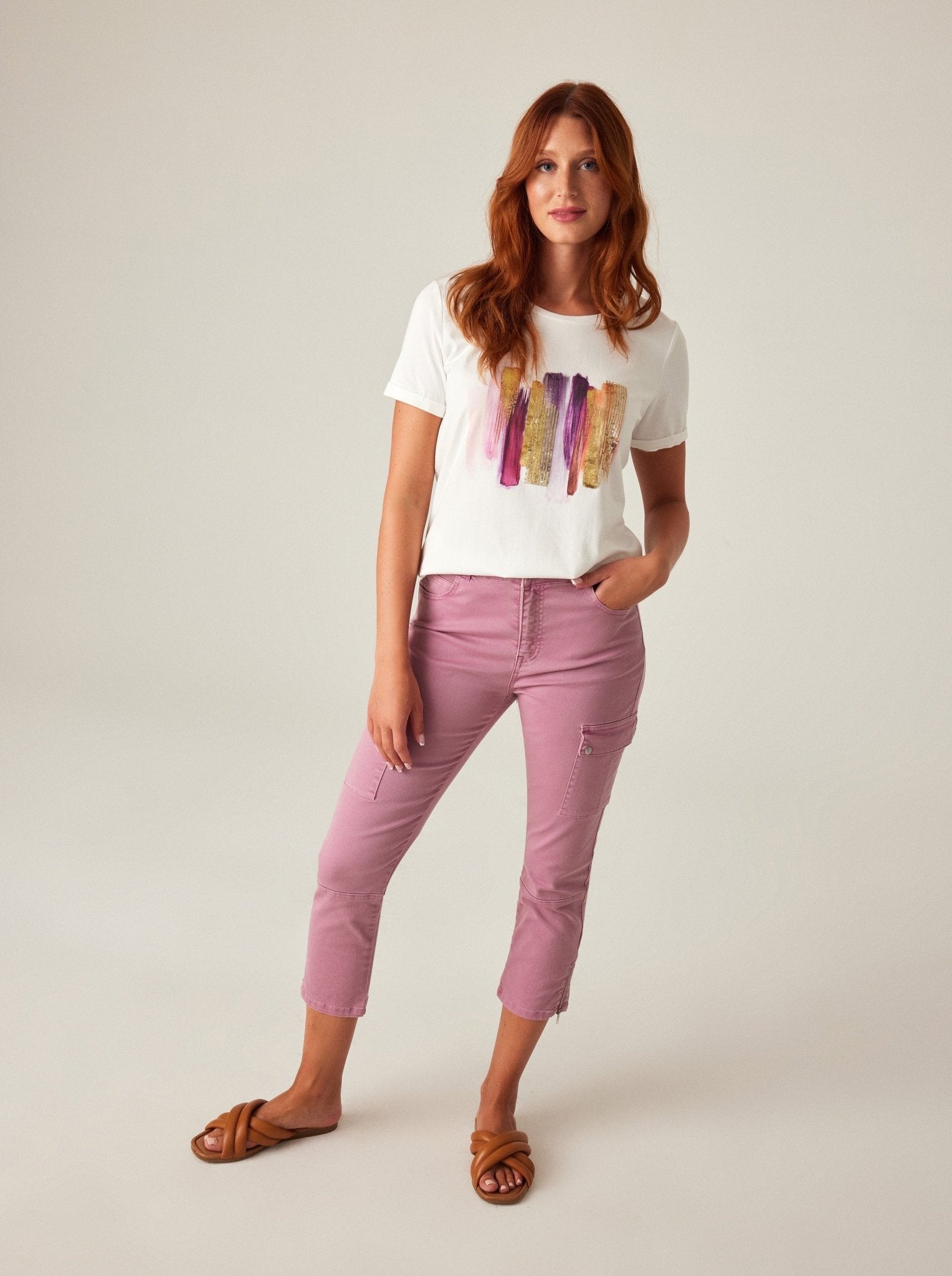Women's White and Pink Graphic Tee with Sequins – Lala Love Moda
