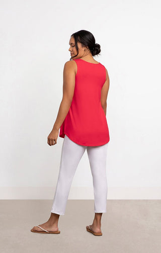 Red Bamboo Gather Tank Top - Lala Love Moda