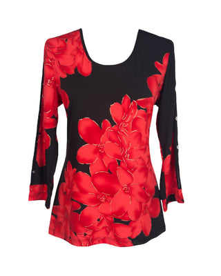 Red Flowers Top - Lala Love Moda