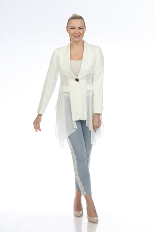AZI Jeans clothing women's white Sheer Blazer - Lala Love Moda