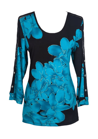 Teal Floral Top - Lala Love Moda