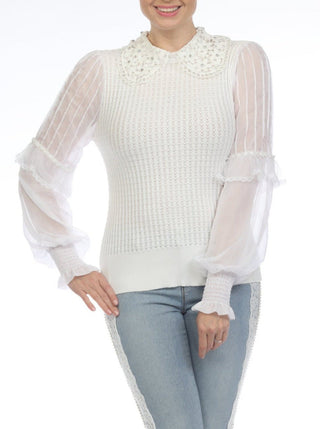 White Dressy Sweater - Lala Love Moda