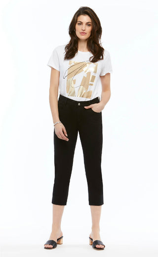 White T-shirt with Gold Graphic - Lala Love Moda