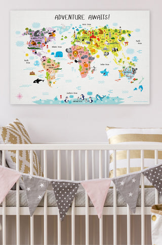 World Map for Kids - Canvas Print - Lala Love Moda