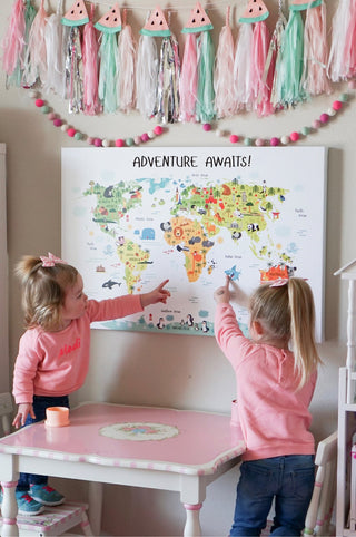 Kids World Map Canvas Art  Lala Love Moda