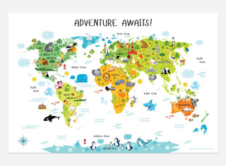 world animals map - animal world map for kids